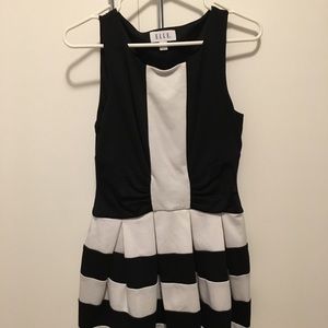 Black and white fit-and-flare dress